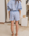 BASERANGE elastic waist striped shorts BAS-SHOLE-PO-SU25-TW MATRIX STRIPE